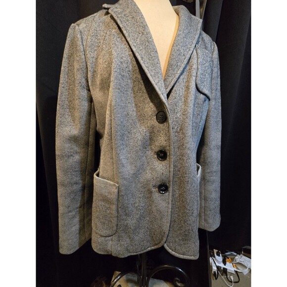 Talbots Jackets & Blazers - Talbots Womens Gray Blazer Jacket Wool Blend, Size 14